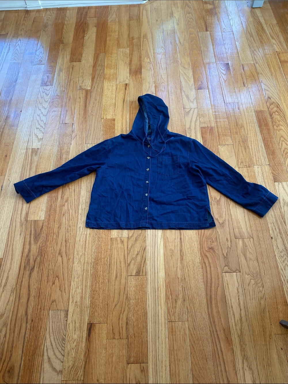 Charter Club Navy Blue Hooded Jean Jacket
